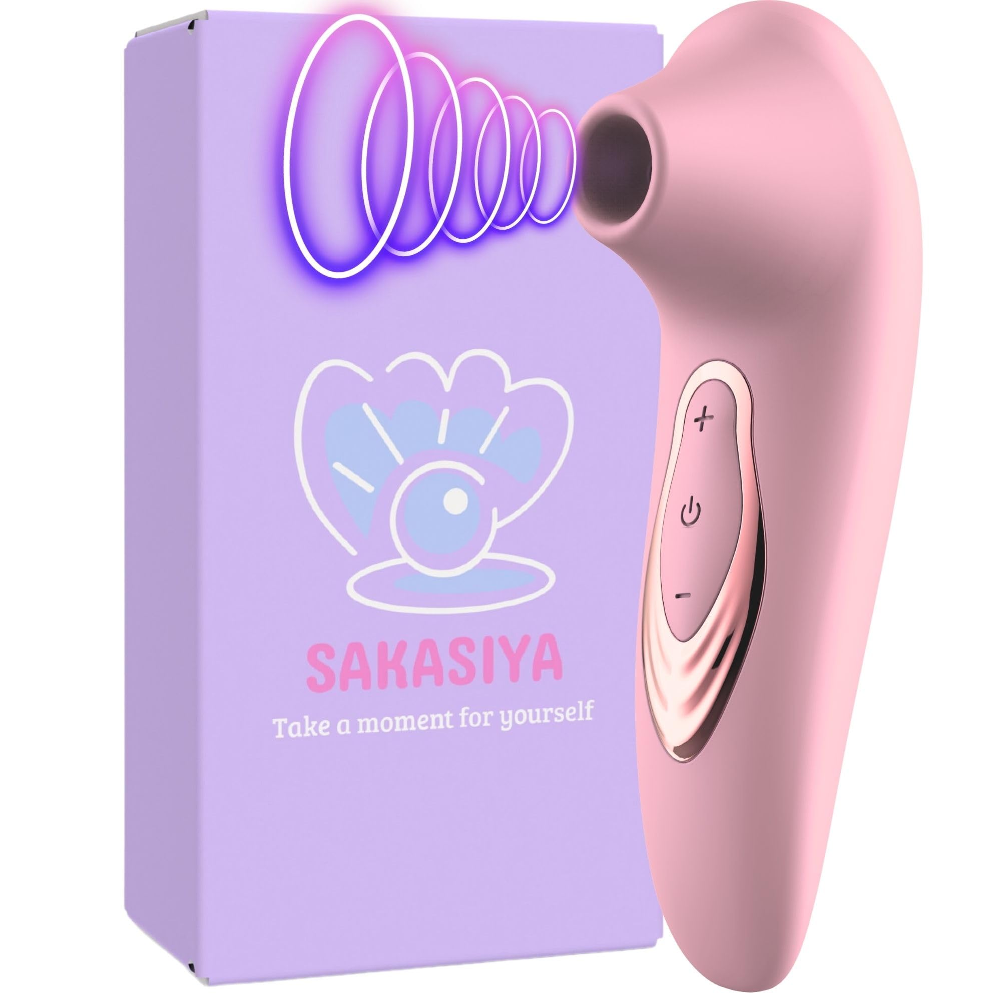 SAKASIYA G-Spot Vibrator for Women: Sex Toy for Clit Nipple Sucking Stimulation - Portable Washable Rechargeable - Rose