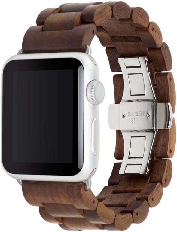 ❤ Crazy Deals WOODCESSORIES - Band Compatible with Apple Watch Series 1-5 Made of Real Wood, EcoStrap (40/42 mm, Walnut/Silver) Creative Product WOODCESSORIES - Band Compatible with Apple Watch Series 1-5 Made of Real Wood, EcoStrap (40/42 mm, Walnut/Silver)