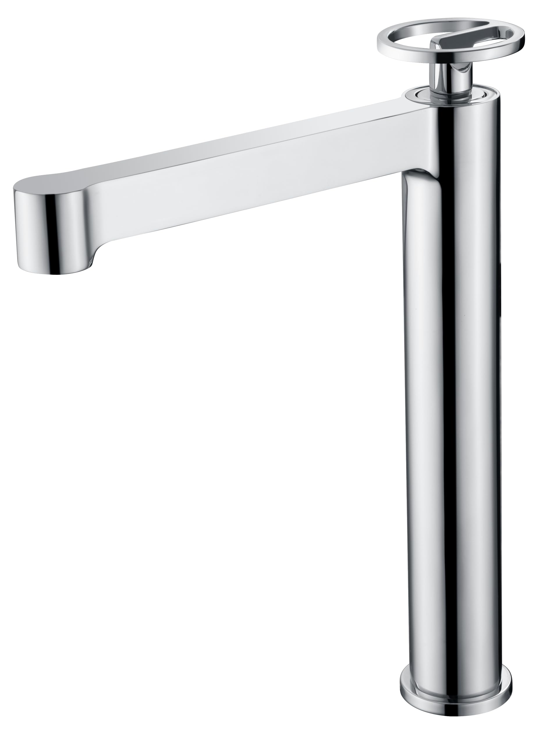 IMEX - Grifo Lavabo Cromado Caño Alto | Grifo Baño Mezclador Agua Fria y Caliente | Grifería Monomando Efeto Cascada con Caño de Latón y Ahorro de Agua | Serie Olimpo | Color Cromado