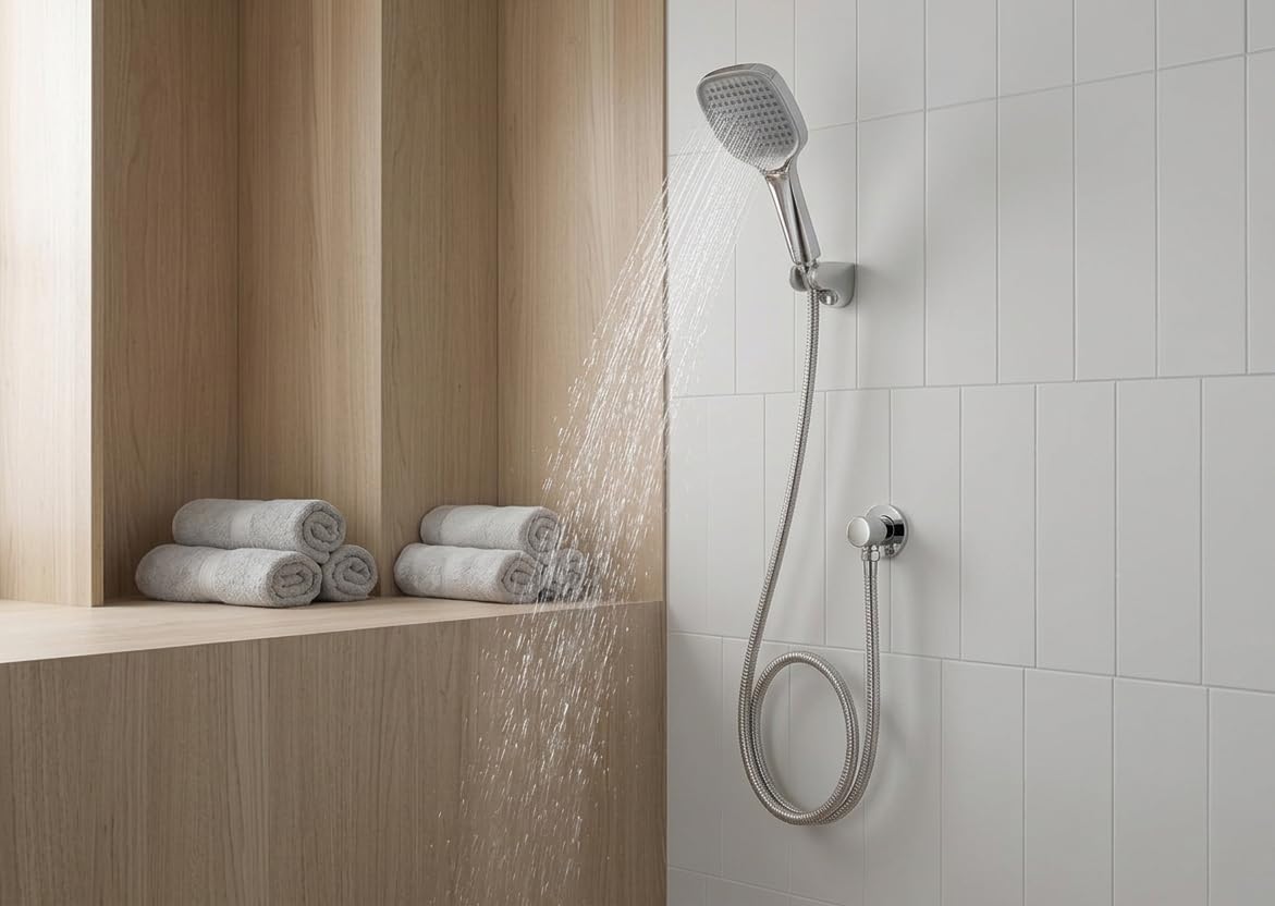 Alisveristime Premium Kare El Duşu Seti 150 cm Çift Kenetli Spiral Hortum, Krom Kaplama, Pirinç Somun, Duş Askı Aparatı (%100 Yerli - 1. Sınıf Kalitede)