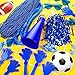 Soulchen 540 Pcs Blue Team Spirit Accessories Bulk Spirit Day Pep Rally Accessories Sporting Events Party Cheerleading Pom Poms Hand Clappers Thunder Stick Whistle Megaphone