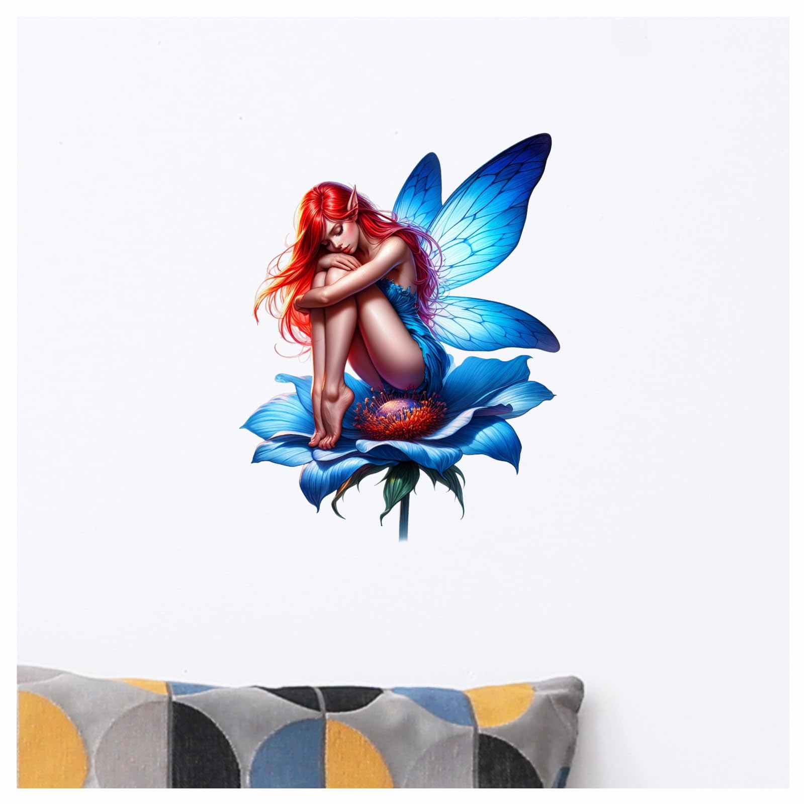 x4 Neon Blue Flower Vinyl Stickers Cover Marks Non Transparent Waterproof Floral Art Decals 1@ 20cm tall ideal for toilets or car. 3@ 7cm tall ideal for Phone case Cups & Wine Glass (Fairy neon blue) - Image 4