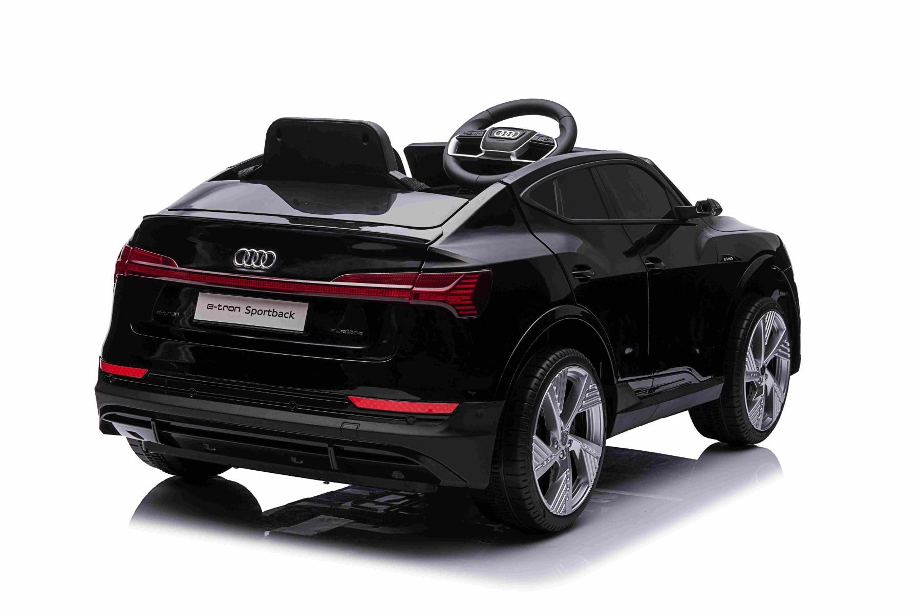 Samochód elektryczny dla dzieci, 12 V, Audi E-tron Sportback, czarny, samochód elektryczny 2,4 GHz, pilot zdalnego sterowania, USB/AUX/MP3, bateria litowa, oświetlenie LED, silnik 2 x 25