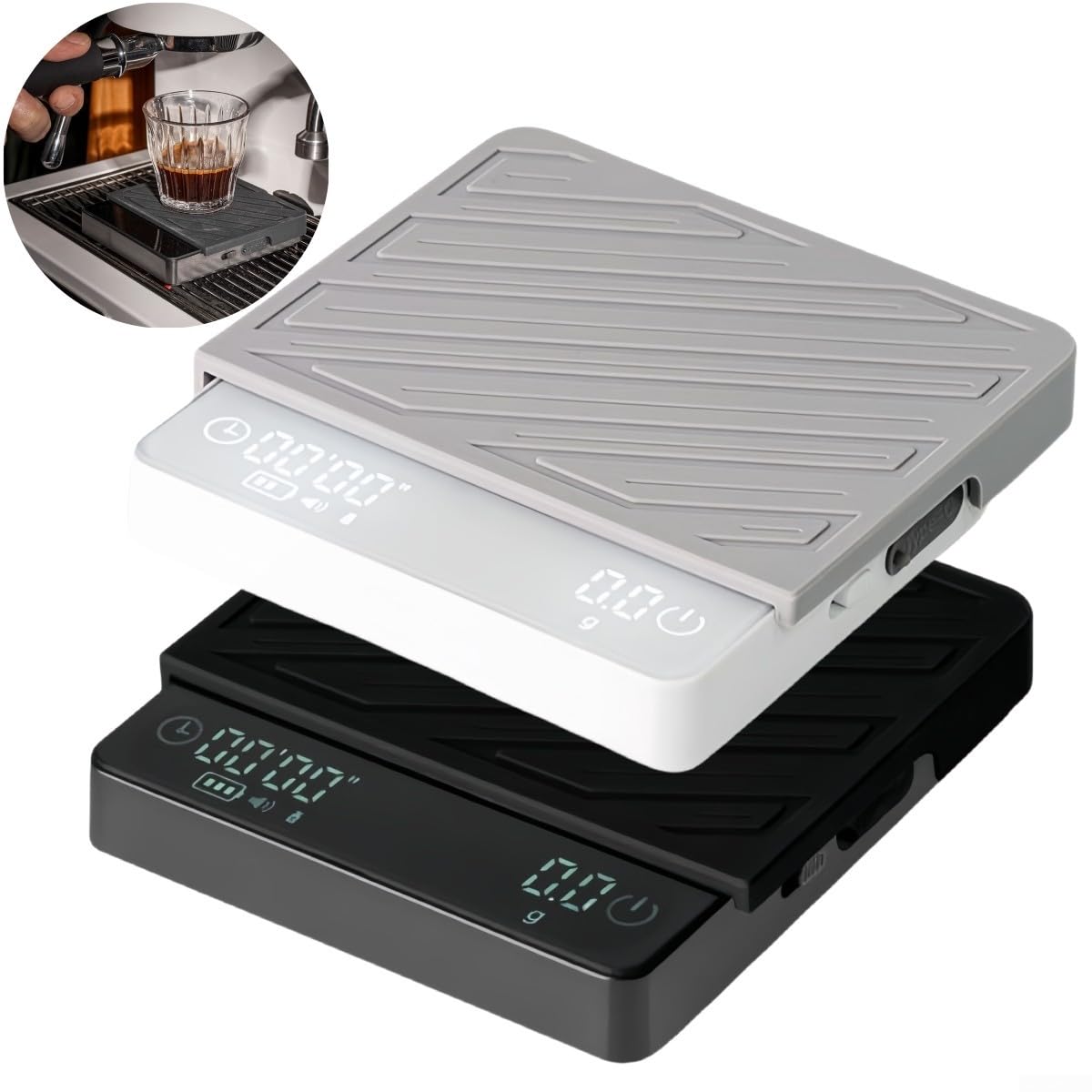Kaffeewaage Digital 2kg 0.1g mit Timer USB-C(Black)