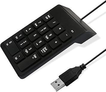 SANCY USB 2.0 Wired 18-Key Numeric Keypad Slim Mini Number Pad for Mac, PC, Laptop, and Desktop Use (Black)