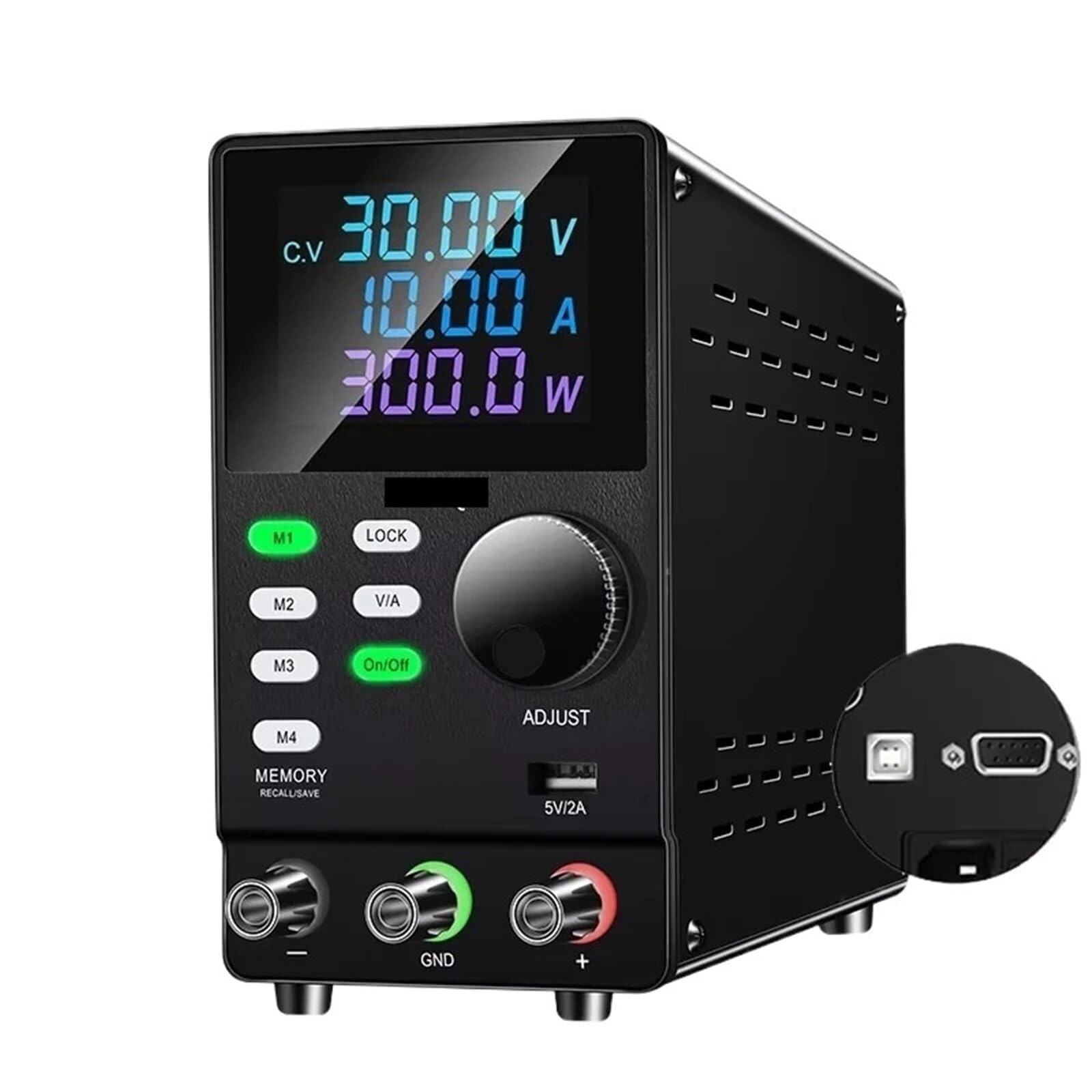 Alimentation réglable programmable CC avec commutateur de sortie et logiciel