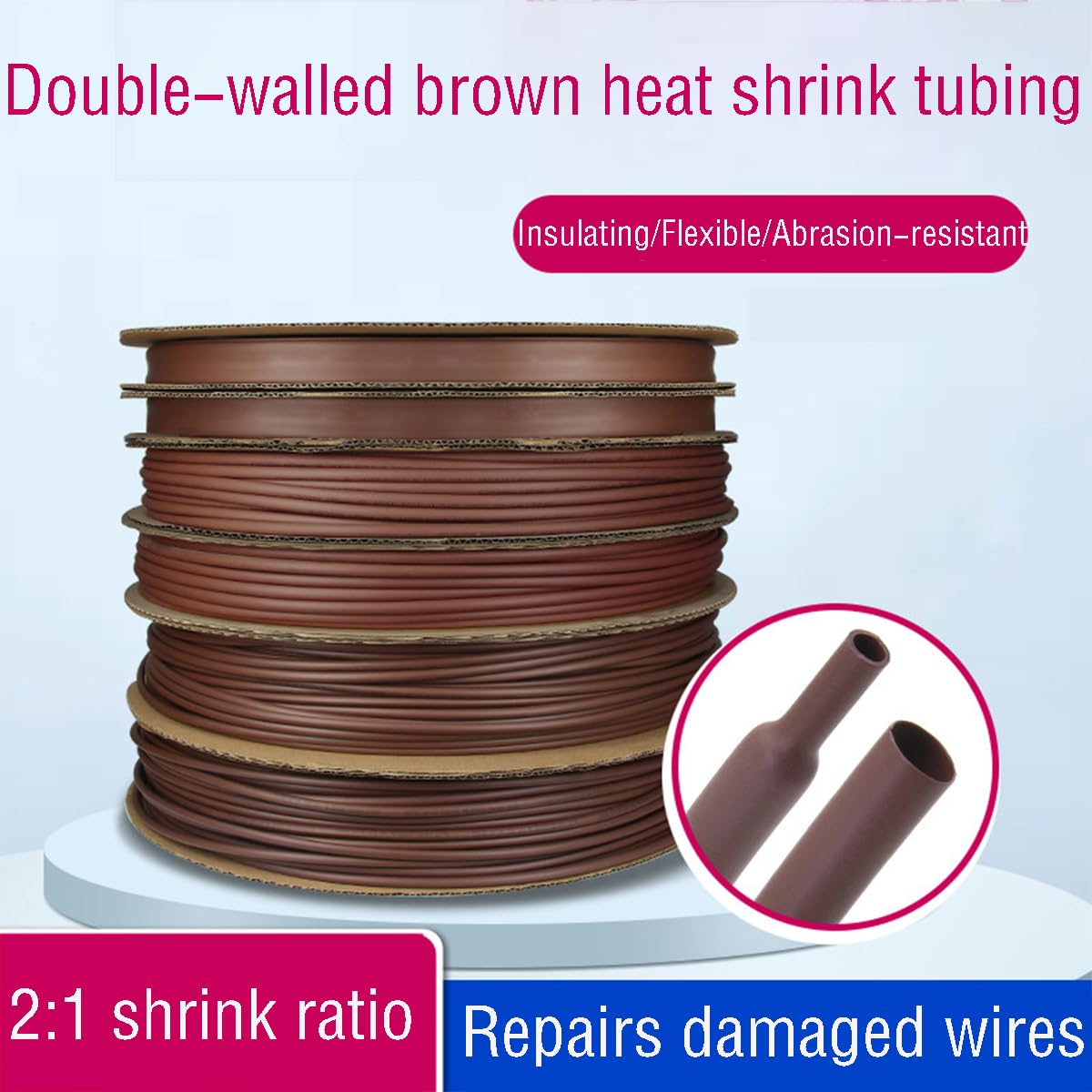 2:1 Guaine Termorestringenti 7.9mm e 2m di Lunghezza,Impermeabile,Nastro Isolante e Termorestringente per Il Collegamento dei Cavi Elettrici,Diversi Tipi Opzioni di Diametro,6mm（30m）