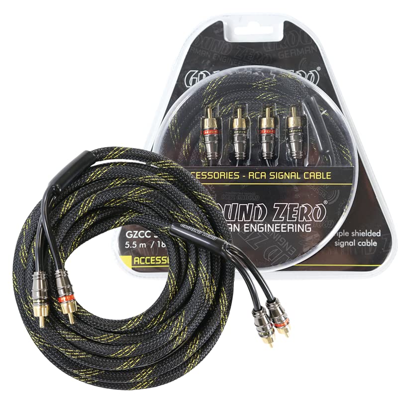  Ground Zero - GZCC 5.5X-TP - Cavo RCA di alta qualità da 5,5 m con connettori metallici