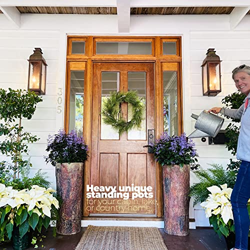 Country-Front-Door-Tall-Log-Planters-Set-2-Extra-Large-Heavy-Cabin-Farmhouse-Lake-House-Entrance-Pots-Rustic-Porch-Patio-Plant-Decor Country Front Door Tall Log Planters Set 2 Extra Large Heavy Cabin Farmhouse Lake House Entrance Pots Rustic Porch Patio Plant Decor
