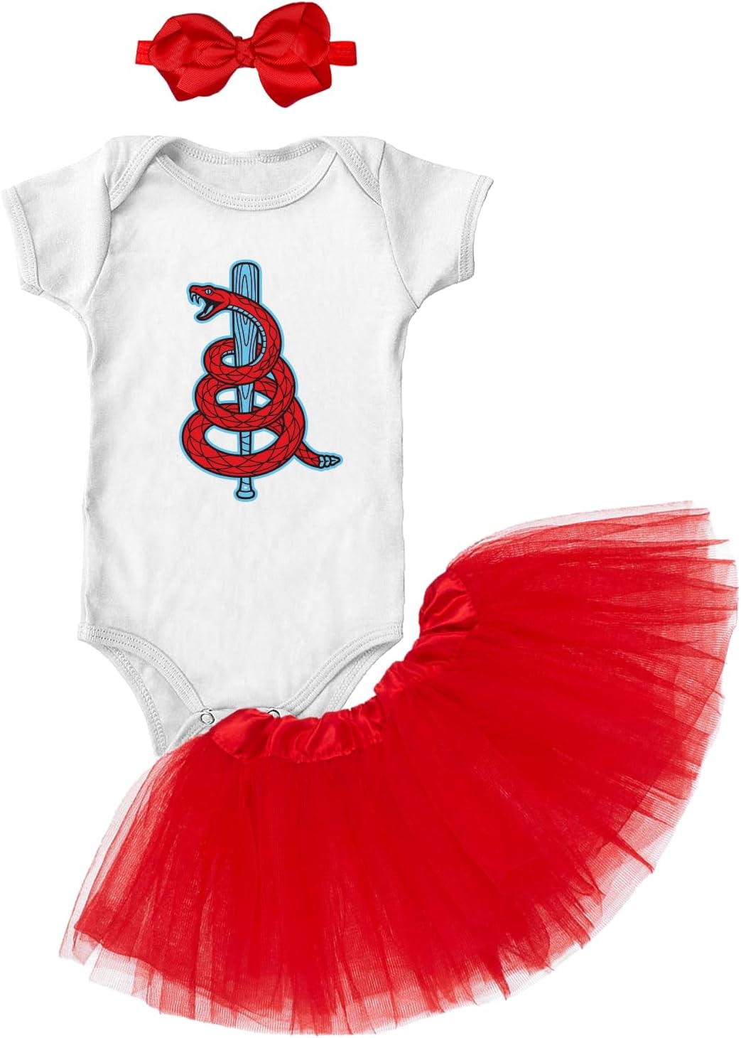 Tcombo Rattlesnake Baseball Bat Arizona Sports Baby Bodysuit + Tutu Skirt + Bow Headband Set