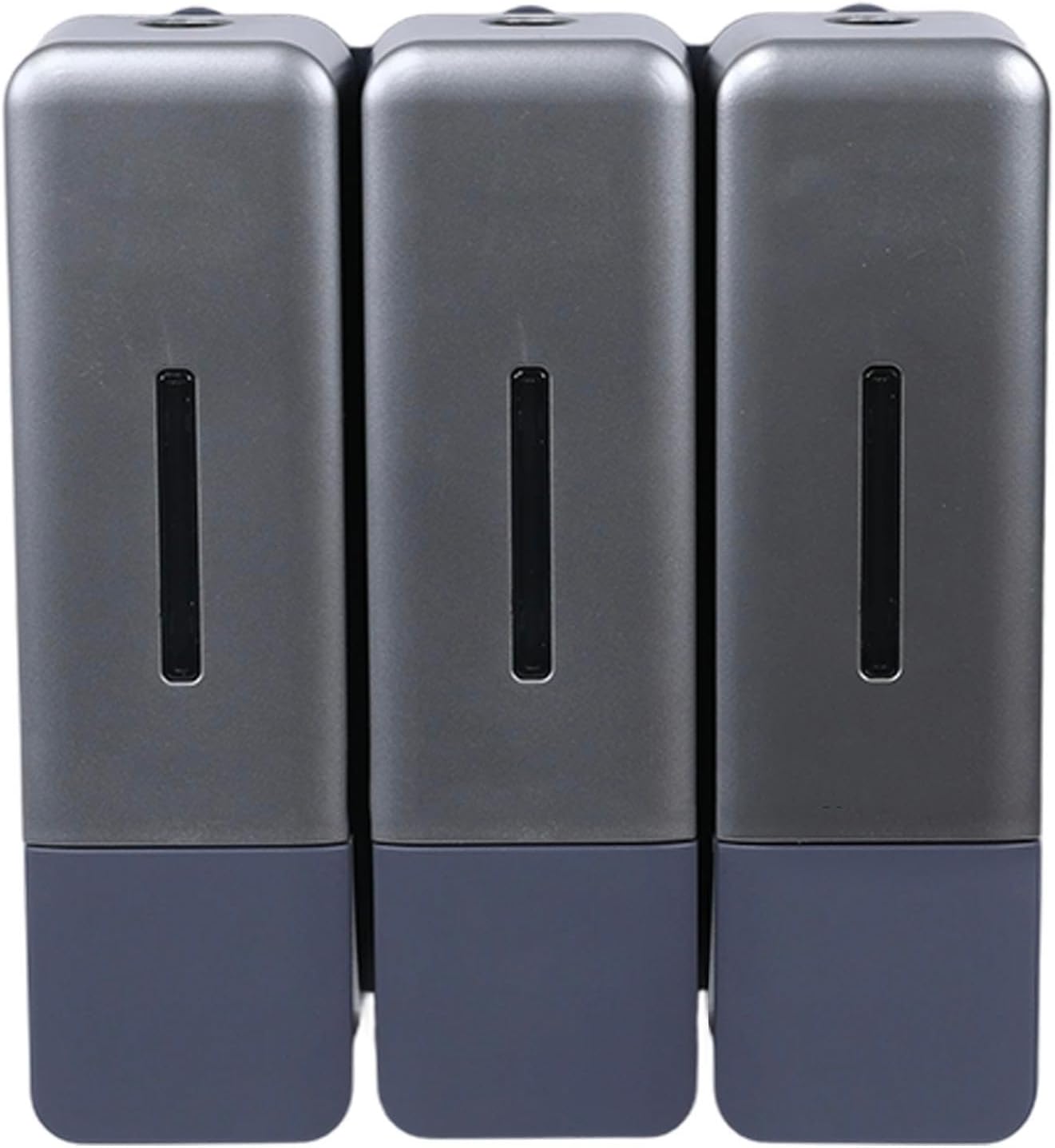 Shower Soap Dispenser, Wall Mount Manual Dispenser with 3 Chamber Design, Leakproof Pump Mechanism, Adhesive Wall Bracket for Bathroom, Kitchen, Hotels (Silver)