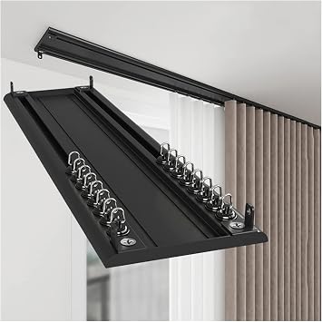 6mm Ultra-Thin Curtain Track for Home, Silent Conjoined Double Curtain Track, Ceiling Track for Curtains, RV Curtain Track, Room Divider Curtain RailsColorBlack,Size100cm/3.3ft