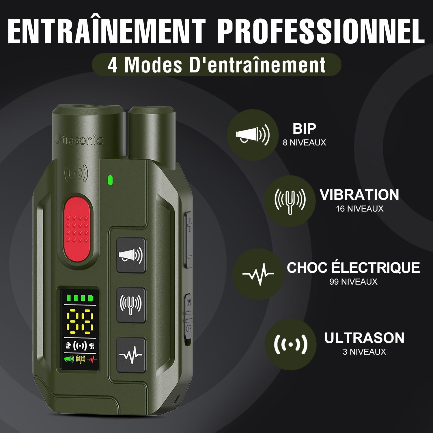 Télécommande intuitive pour collier de dressage chien