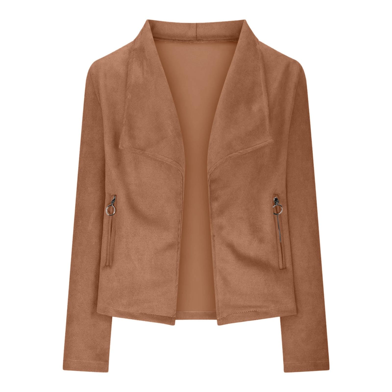 Generisch Giacca invernale da donna, trench per il tempo libero, per le donne e l'inverno, casual, alla moda, semplice, tinta unita, con risvolto con chiusura lampo, a maniche lunghe, giacca casual