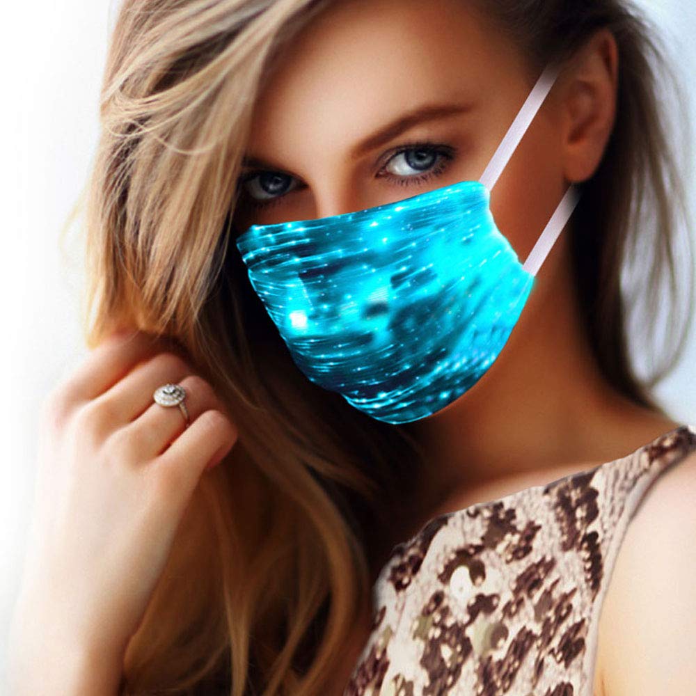 LED Rave Mask Light Up Face Mask Glowing 7 Colors Luminous Costumes for Party (White)