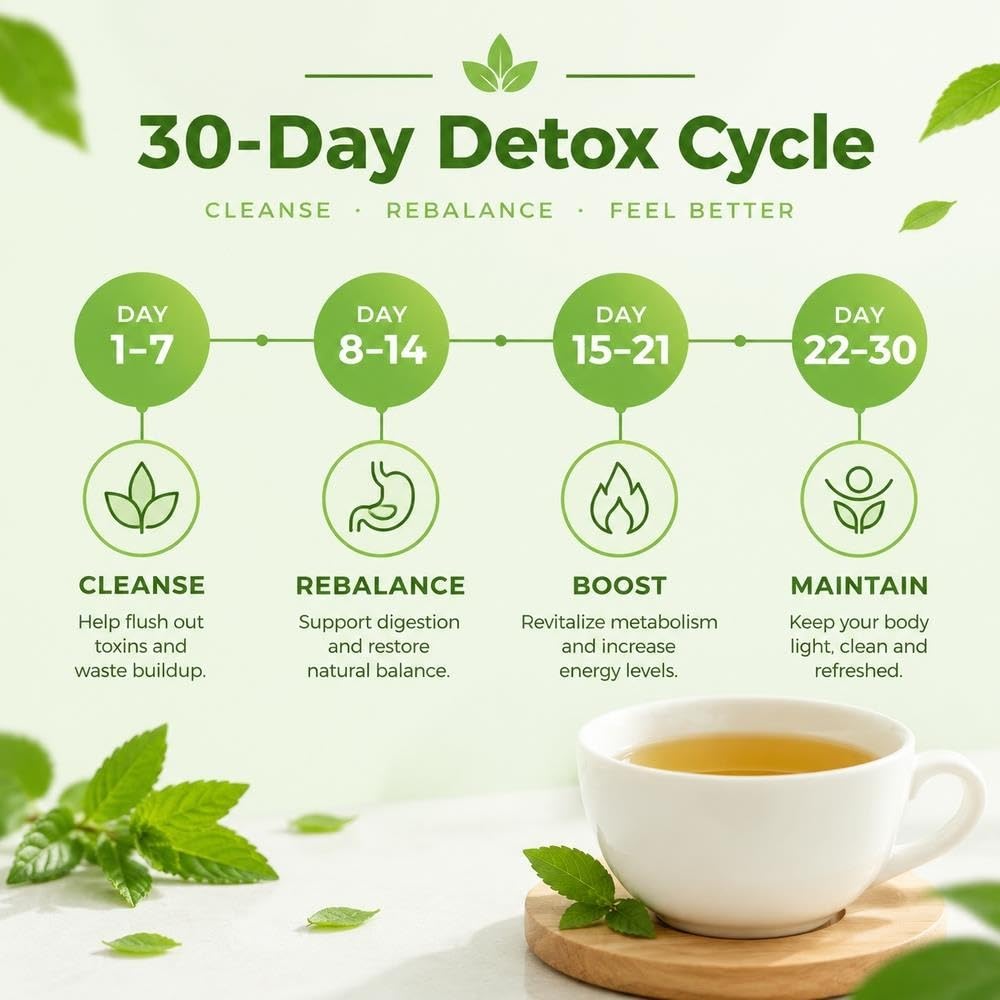 Bolsitas Té Desintoxicante Verde 30 Días, Hierbas Naturales Puro
