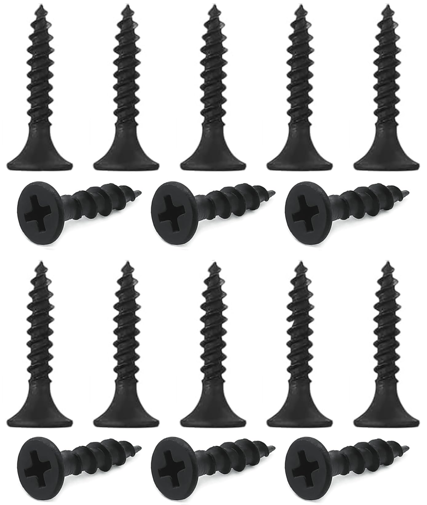 NACX M3.5 x 20mm Black Self Tapping Drywall Screws, Carbon Steel Wood Screws, Coarse Thread Phillips Flat Head Screws for Wood, Cabinet, Furniture, 300PCS — image 1