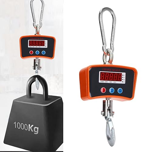 Miniatura 2 de Báscula colgante digital, báscula electrónica digital de grúa de 2,204.6 lbs con pantalla LCD retroiluminada y batería recargable, báscula de grúa