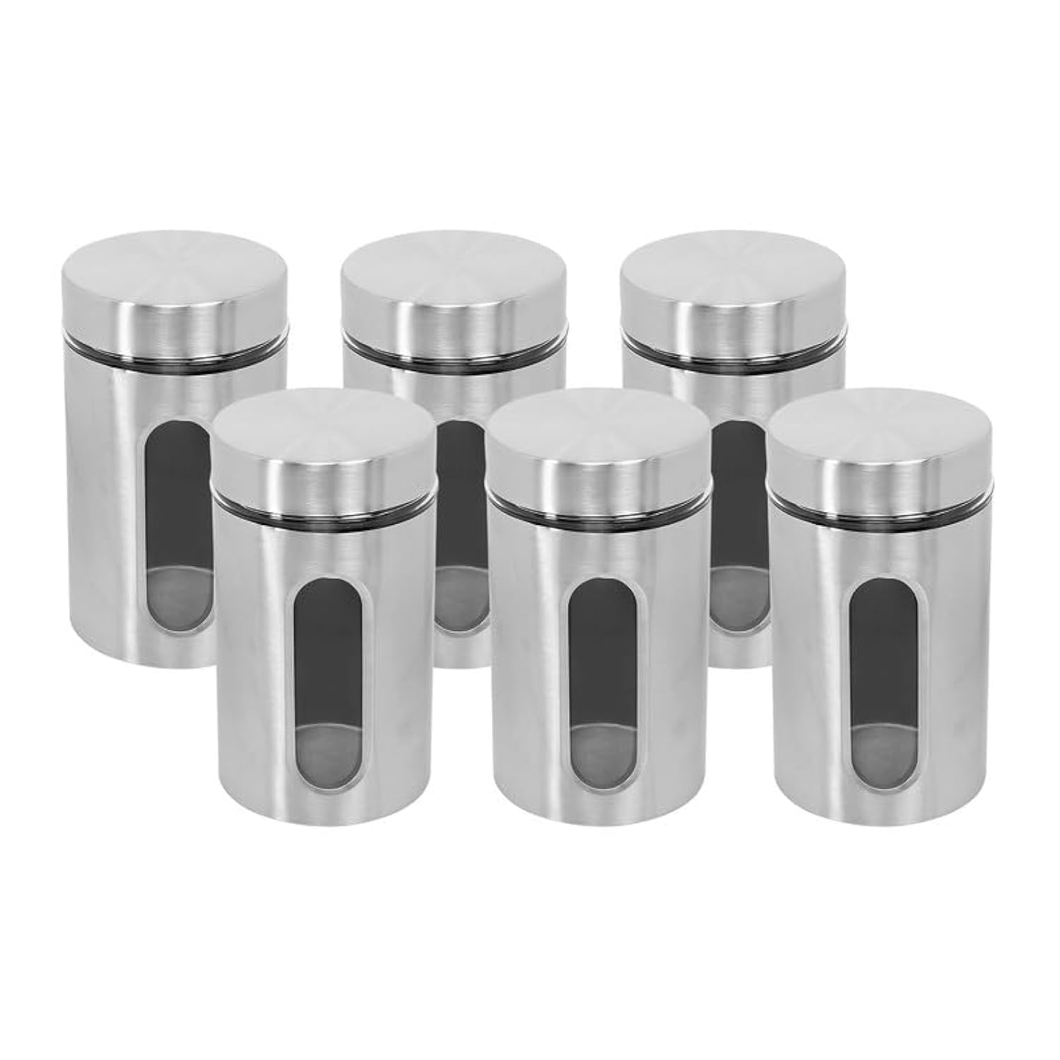 Cutting Edge Oval Glass Window - Steel Jacketed Glass Jars For Dal,Dry Fruits,Spices And Other Kitchen Storage, 1200 Ml, Set Of 6 - Silver (B0BZHH9CHH) Amazon Price History, Amazon Price Tracker