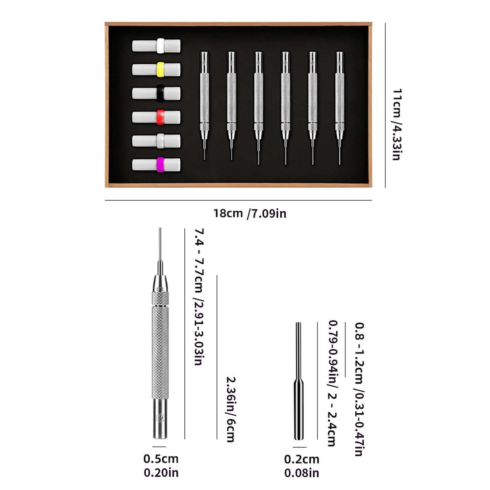 Lot de 6 outils de retrait de maillons de montre en acier inoxydable pour réparation professionnelle et ajustement de bracelet