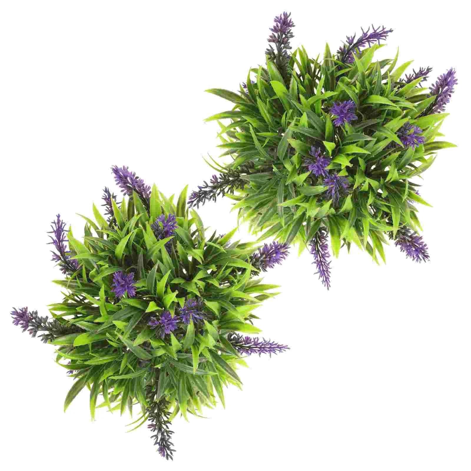 LNNXSZ Topiary Balls 2 Pcs Simulated Lavender Hanging Ball Indoor Plant Artificial Grass Decorative Vase Flower Round Topiary Ball Fake