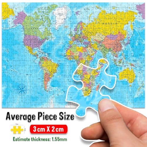 Image of World Map Jigsaw Puzzles for Kids and Childrens - Realistic Illustration Challenging Brain Booster Gifts, Fun and Creative Fun Game - Ages 5+ (500 Pcs)