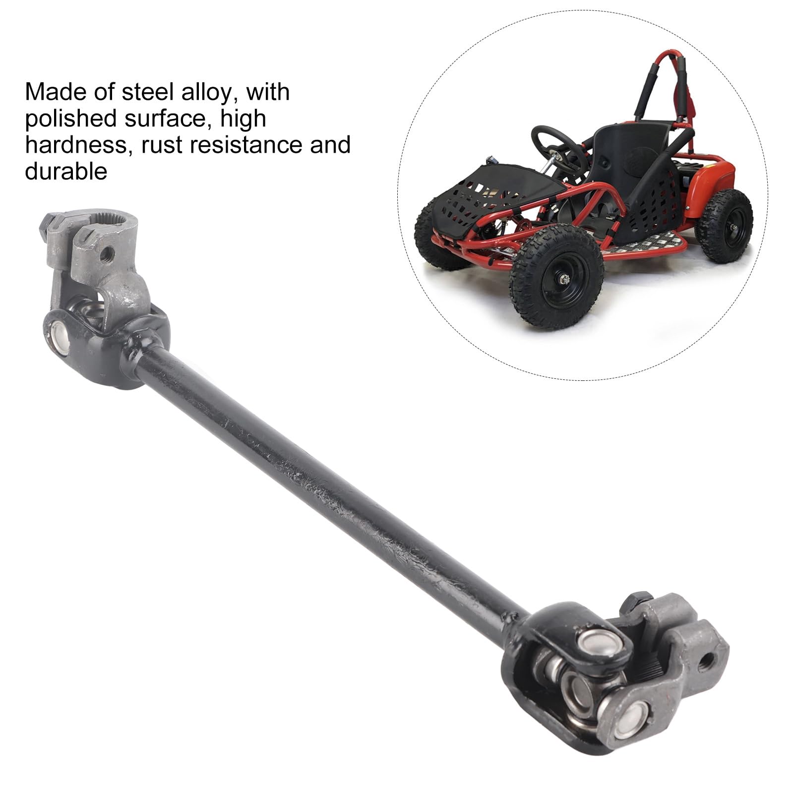Colonne De Direction Ft Rack Knuckle 30T 375Mm en Acier Oy pour 110 125 DIY Go Kart Quad ATV Compatible avec Appareil De Direction ATV Et Go Kart Mise À Niveau Performances