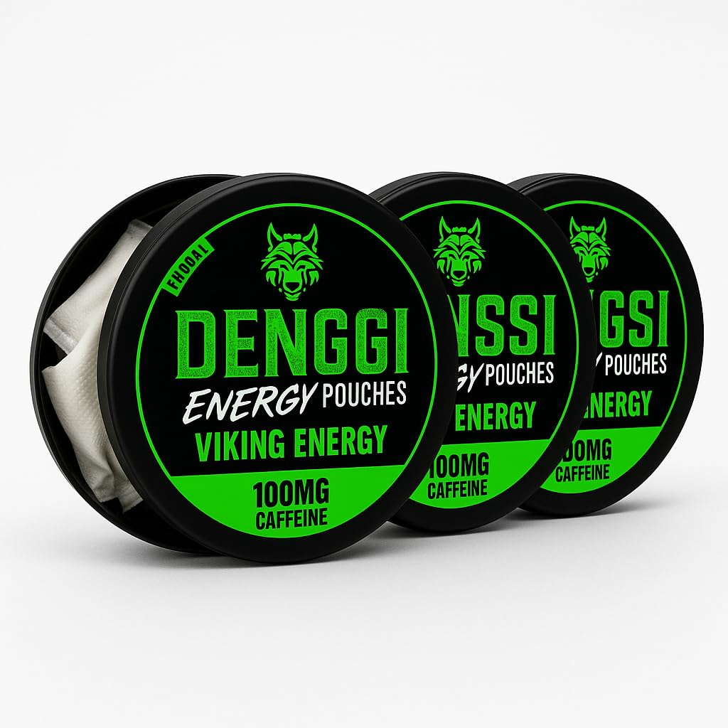 Denssi Pouches Energia - Sacchetti di energia alla caffeina - Sostituzione gratuita/alternativa per concentrazione e energia - Sacchetti nootropi senza zucchero (3 confezioni, Viking Energy)