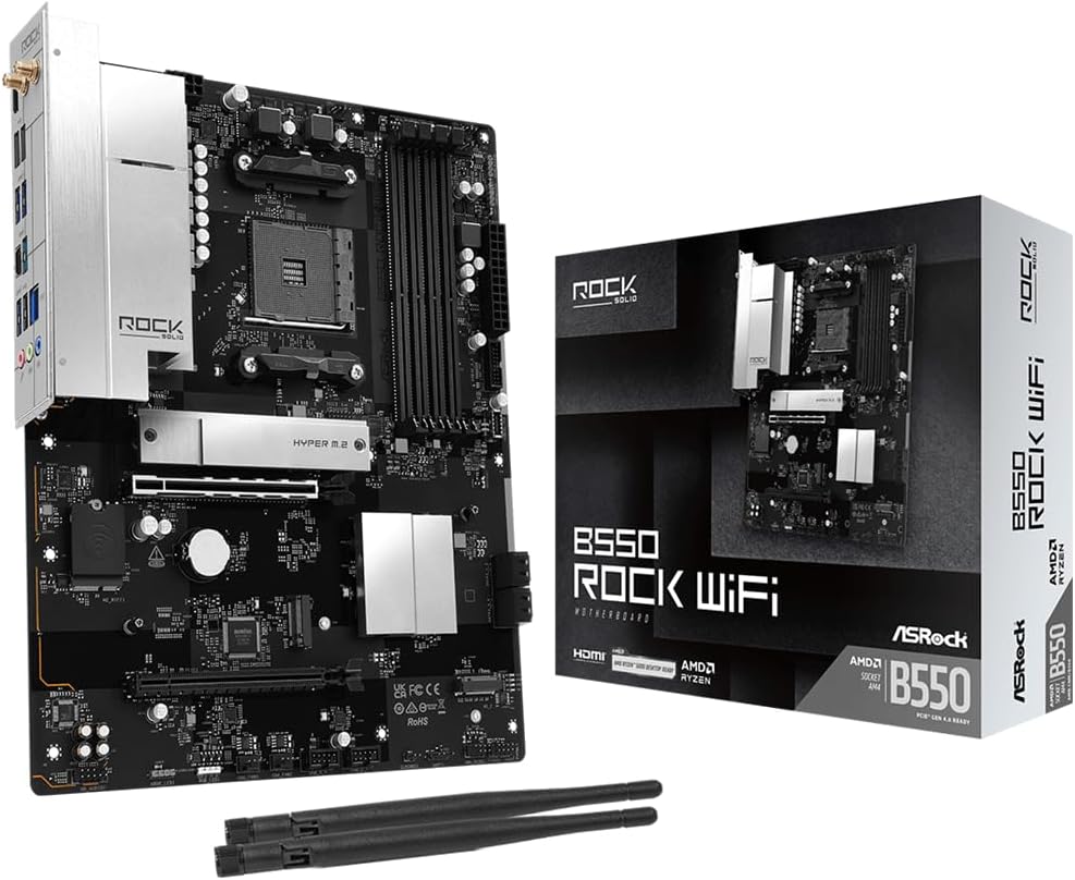AsRock Mainboard B550 Rock WiFi - ATX - Sockel AM4 - AMD B550 (90-MXBV20-A0UAYZ)