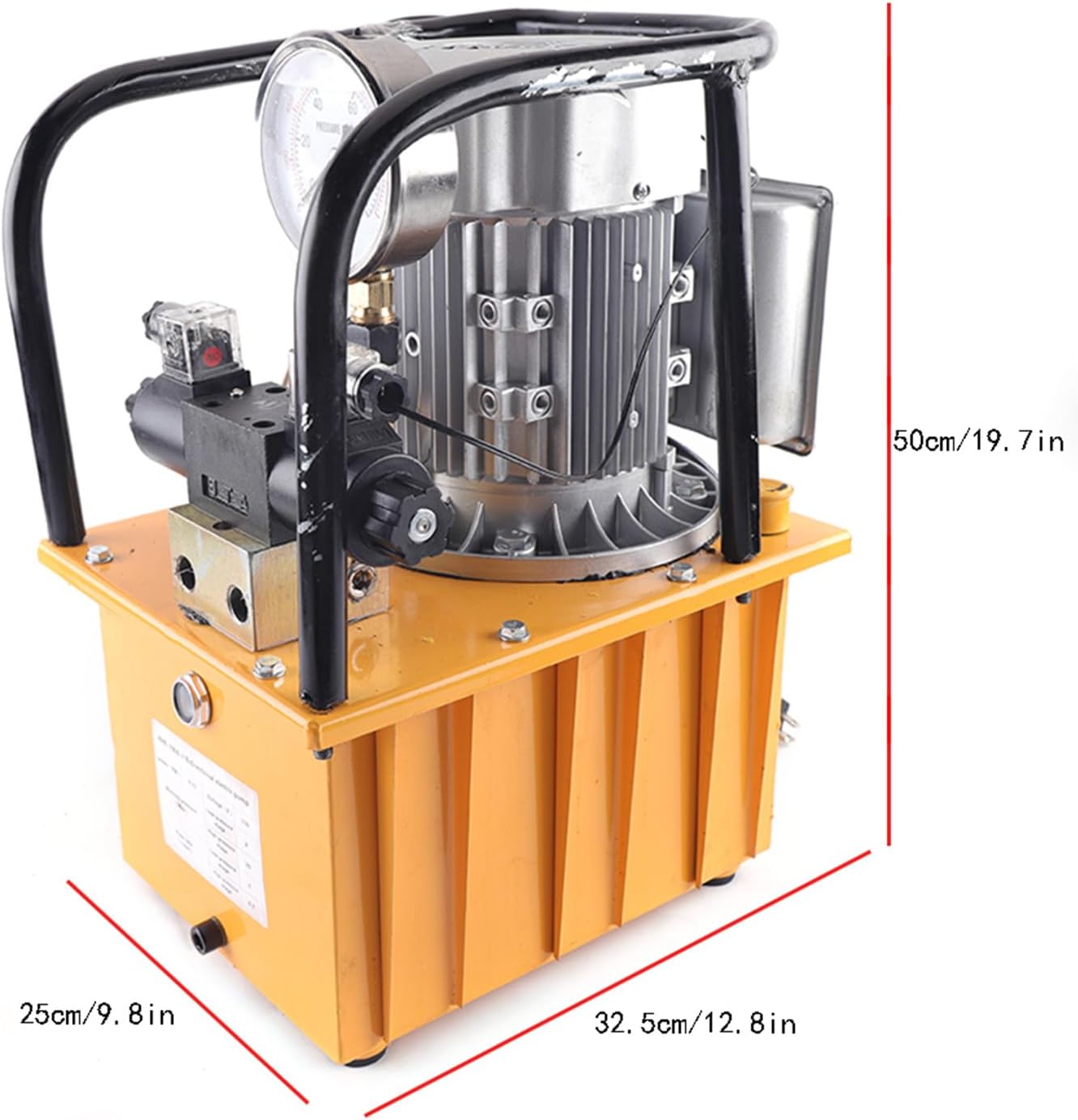 750W Electric Hydraulic Pump, 10000PSI 110V Driven Hydraulic Pump Double Solenoid Valve Double-Acting 7L Capacity Pressure Gauge Oil Pump Dual-Act Pedal Solenoid Valve