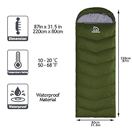 Friendriver XL Size Upgraded Version of Camping Sleeping Bag 4 Seasons Warm and Cool, Lighter Weight, Adults and Children Can Use Waterproof Camping Bag, Travel and Outdoor Activities (Green, Single)