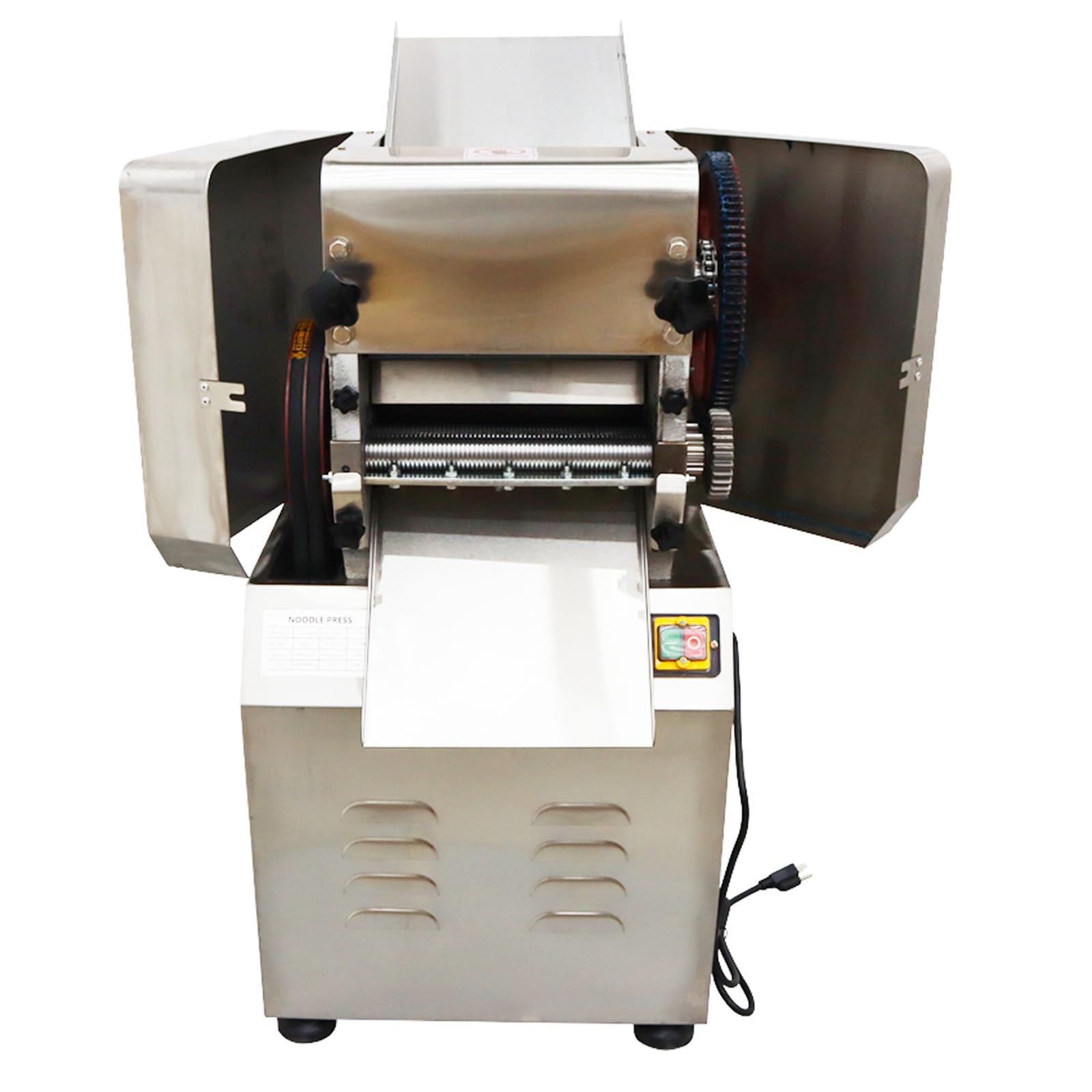 WYDDDARY Commercial Electric Pasta Maker Machine 10MM Adjustable Thickness Noodles Maker 9.4inch Stainless Steel Rollers with 1mm and 2mm Cast Metal Cutters 110V 2200W