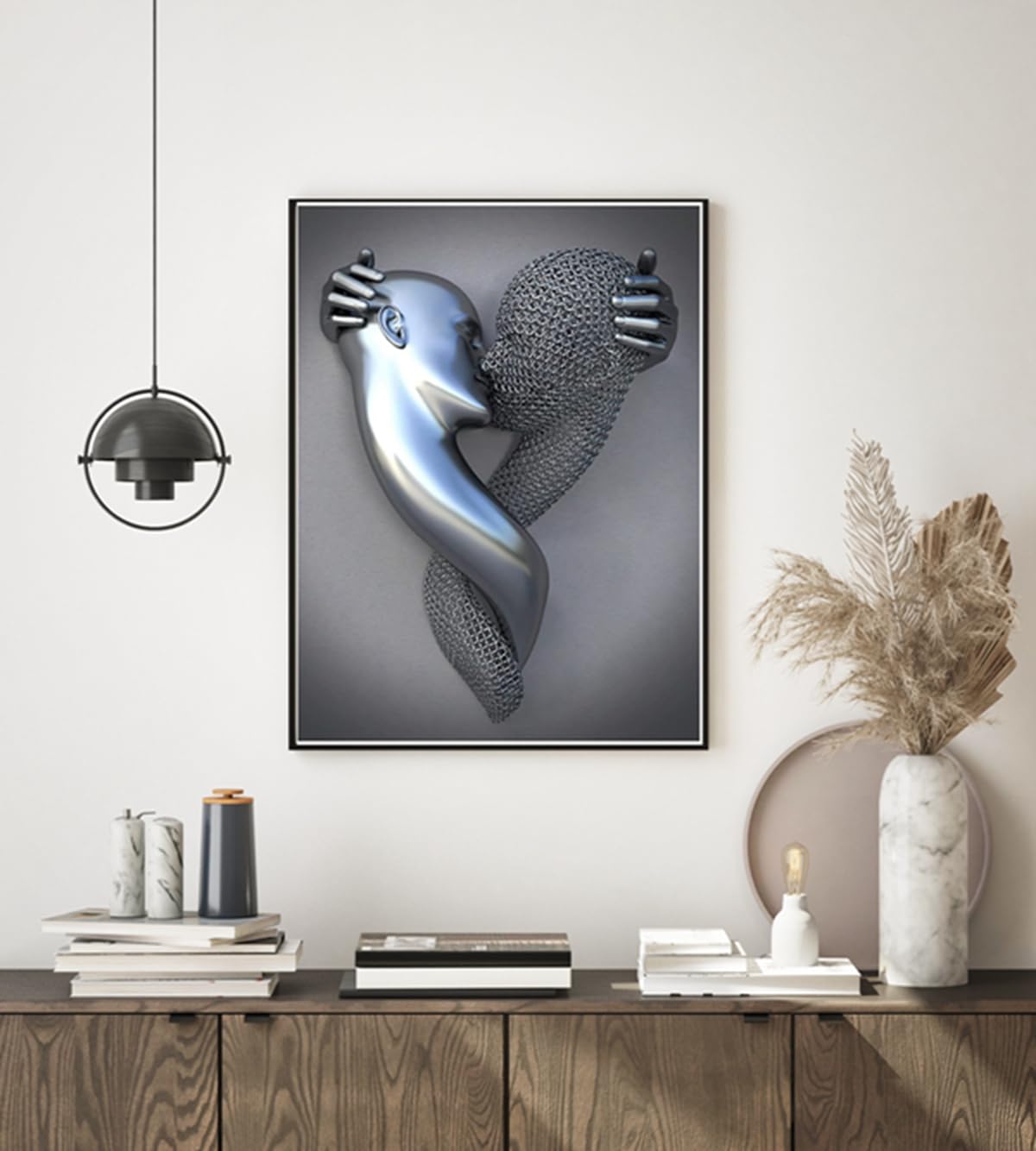 JNAOZI 3D Metal Figure Statue Canvas Painting Lovers Sculpture Poster Abstract Poster African Woman Canvas Picture Poster Frameless (Poster 04.30 x 40 cm x 3 Pieces) - Image 3