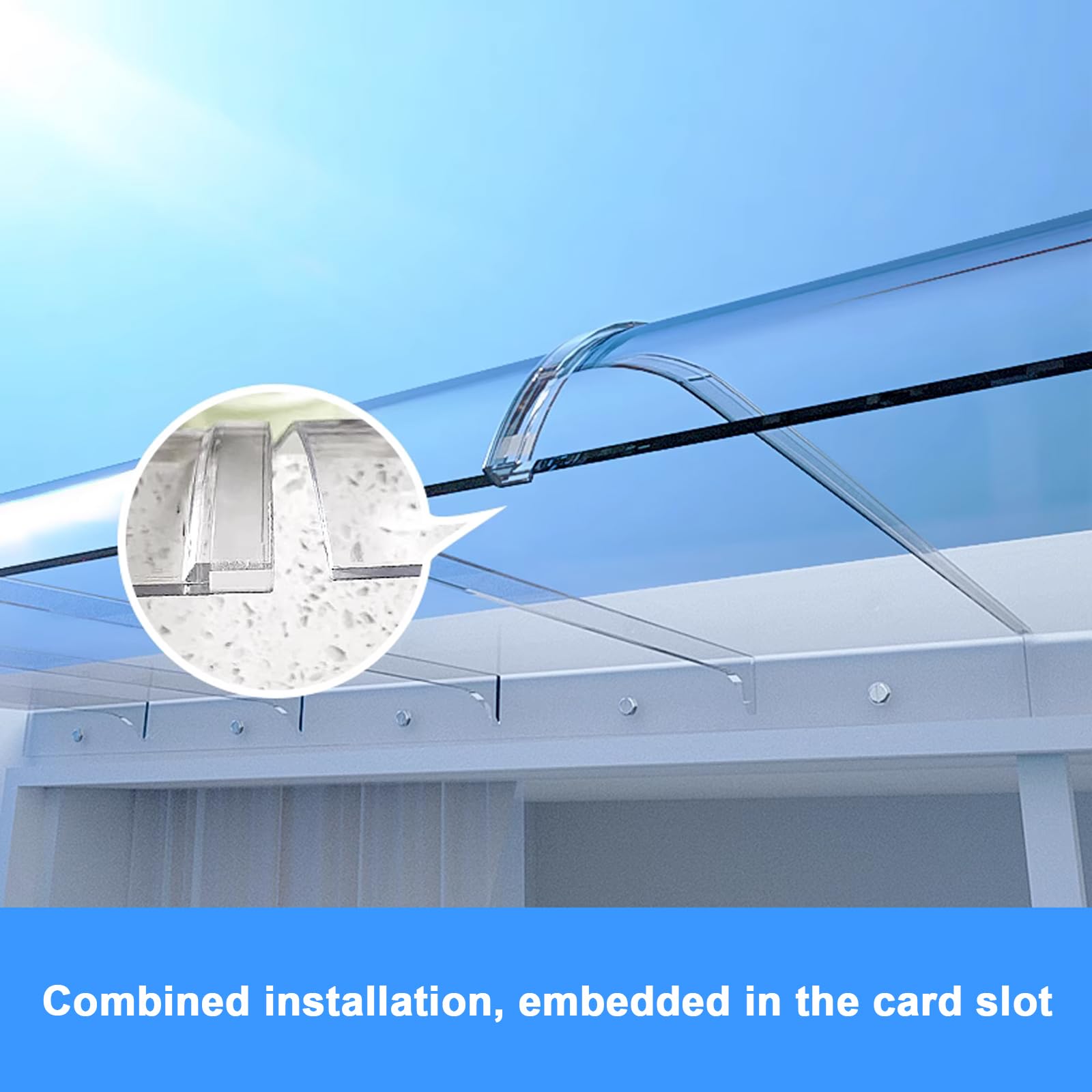 Unsichtbar Vordach Überdachung Haustürvordach,Transparent Pultvordach,Vordach für Haustür,Uv-Schutz Türdach Pultbogenvordach aus 3 Mm Polycarbonat,für Tür und Fenster (50x300cm/20 x118)