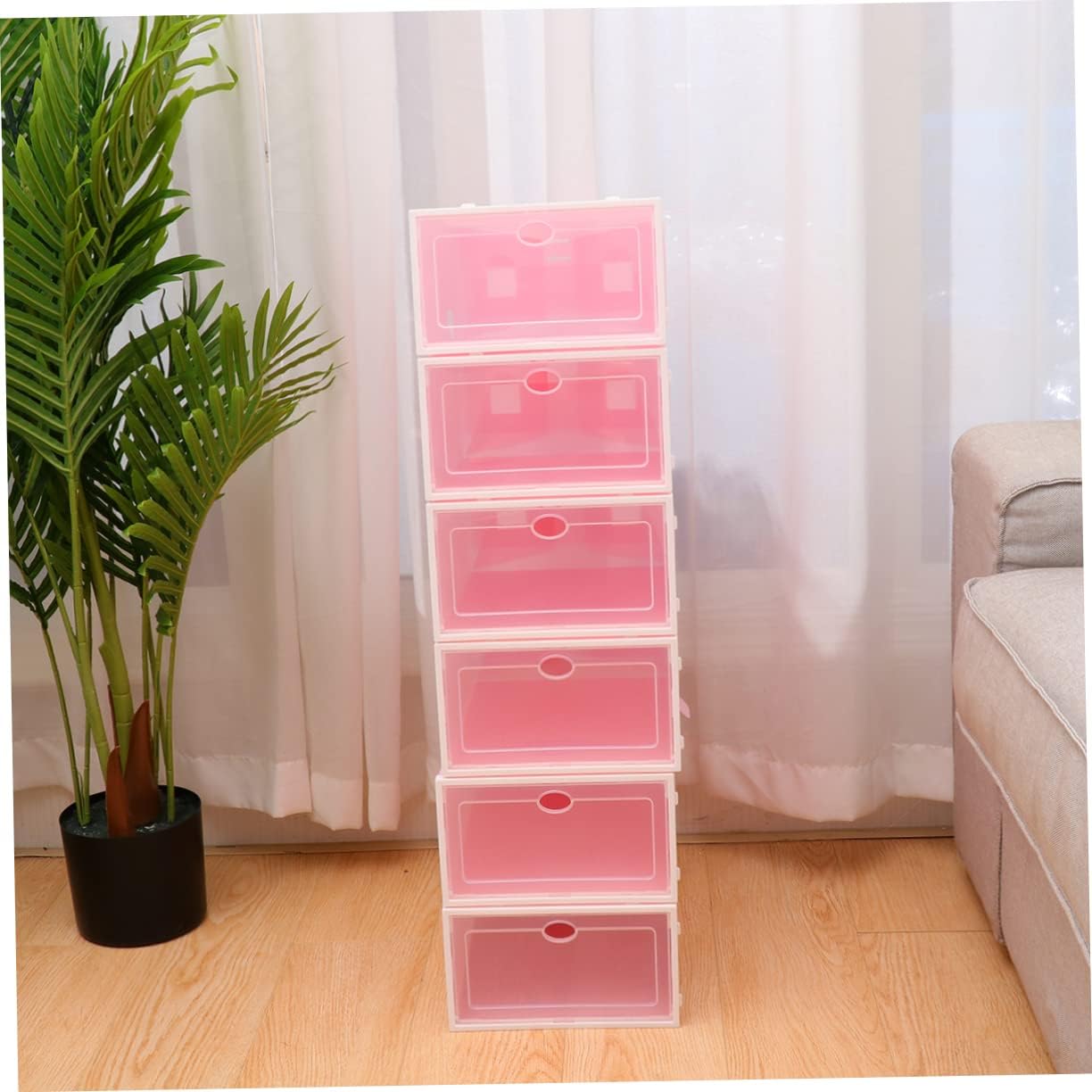 6pcs Thicken Shoe Boxes Storage Container Lids Stackable Shoe Racks for Home Office