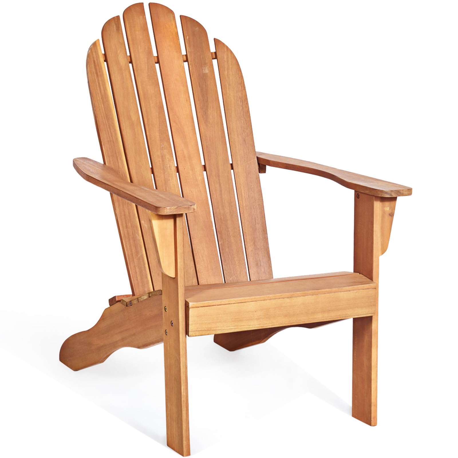 COSTWAY Adirondack Stuhl, Gartenstuhl aus Akazienholz, Gartensessel, Adirondack Chair für Garten, Terrasse, 160 kg Tragfähigkeit (Natur)