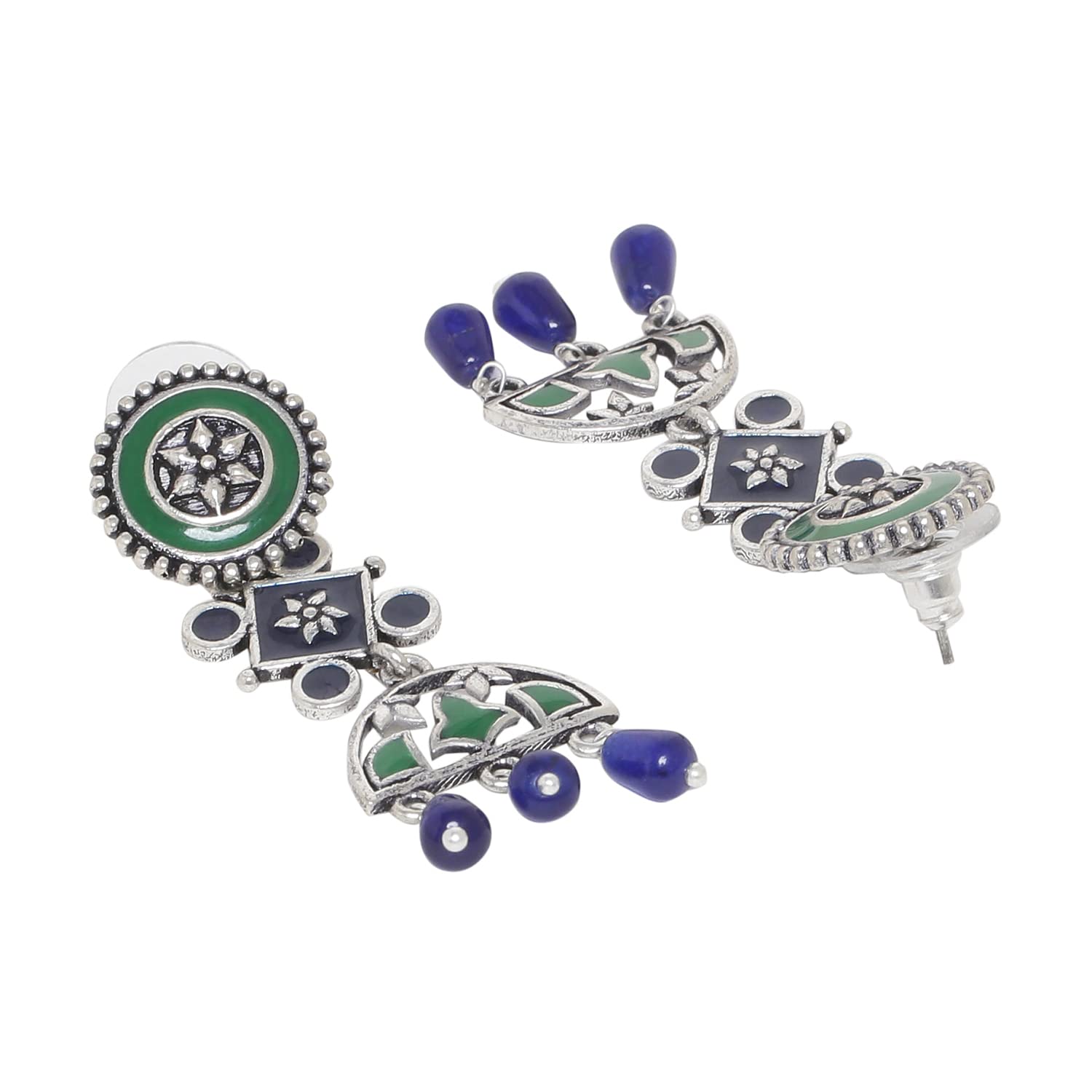 Mehrunisa Enamel and Beads Earrings
