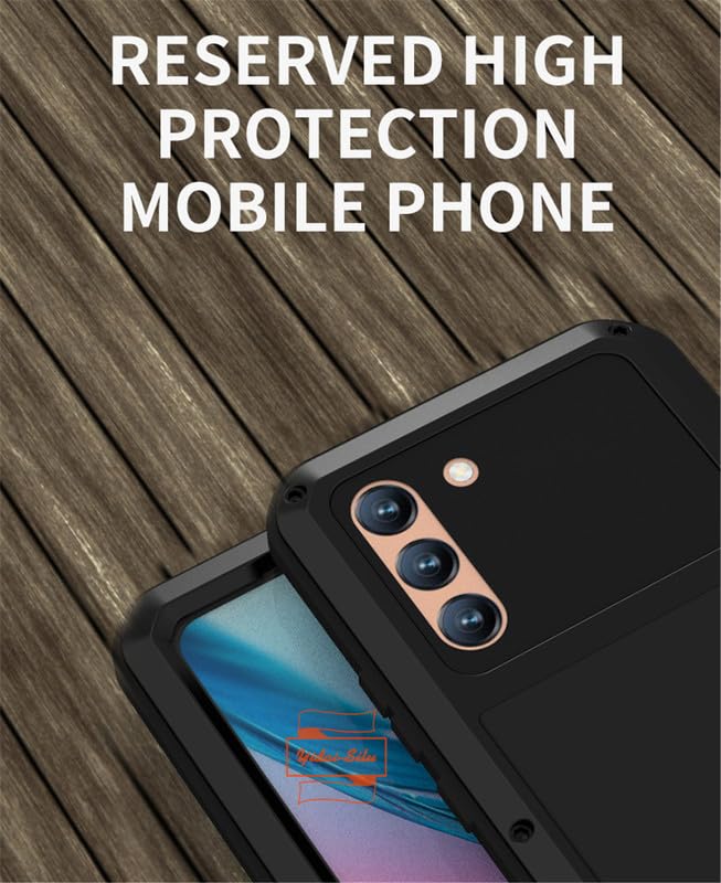 Galaxy S21 FE Wodoodporne 【Wytrzymałe aluminium, IP54 Jakość wojskowa】 2m Odporne na wstrząsy metalowe 360°Protectio Etui z wbudowanym ekranem do Samsung Galaxy S21 FE 6,4" - Czarny