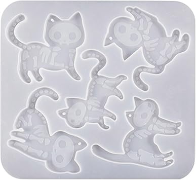 Cats Keychain Silicone Molds Earrings Resin Mold Halloween Cat Shape Epoxy Casting Mold for Pendant Jewelry Making Craft Display