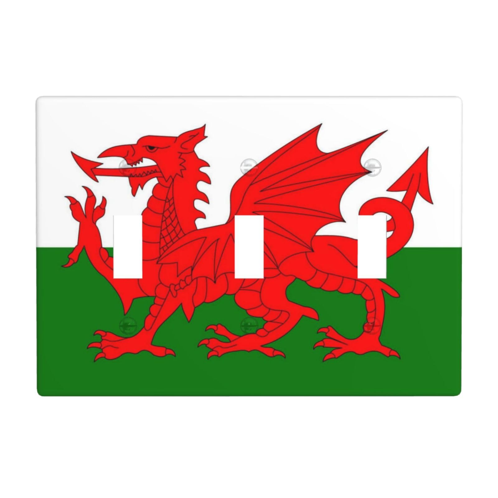 Wales Flag 3 Gang Switch Plate Cover-Unbreakable Polycarbonate Wall Plate, Heat Resistant Toggle Switch Decor for Home