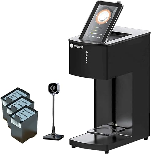 Vista 5 de EVEBOT Mini máquina de arte de café con leche – Mini máquina de arte de bebidas para fotos y texto personalizados en café, cócteles, yogur, pasteles