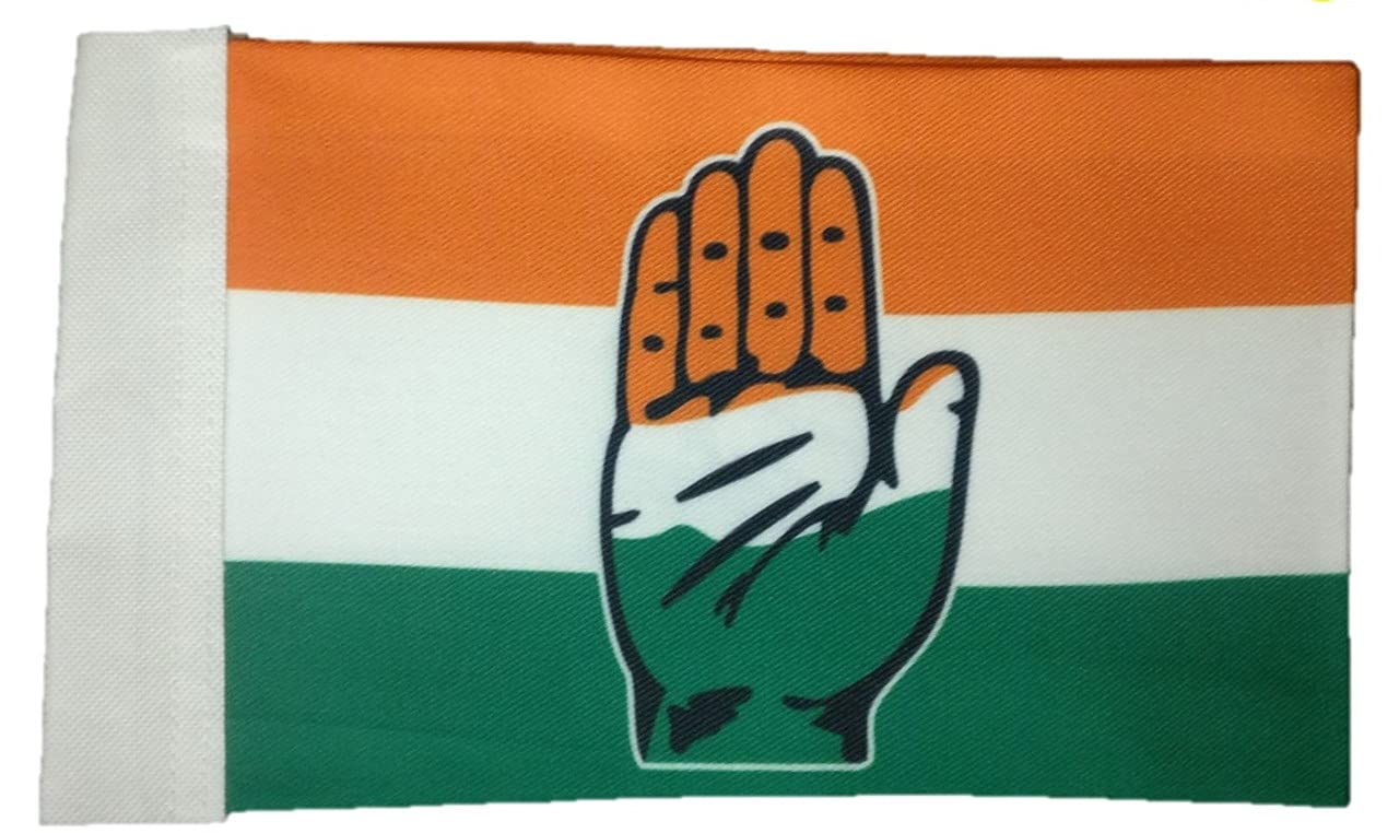 Selling Uniqness UNIq Thick Cloth Car Flag Indian National Congress Party Car Decor with Double Side Printed (Only Flag, 5 X 9 inches)-image-5