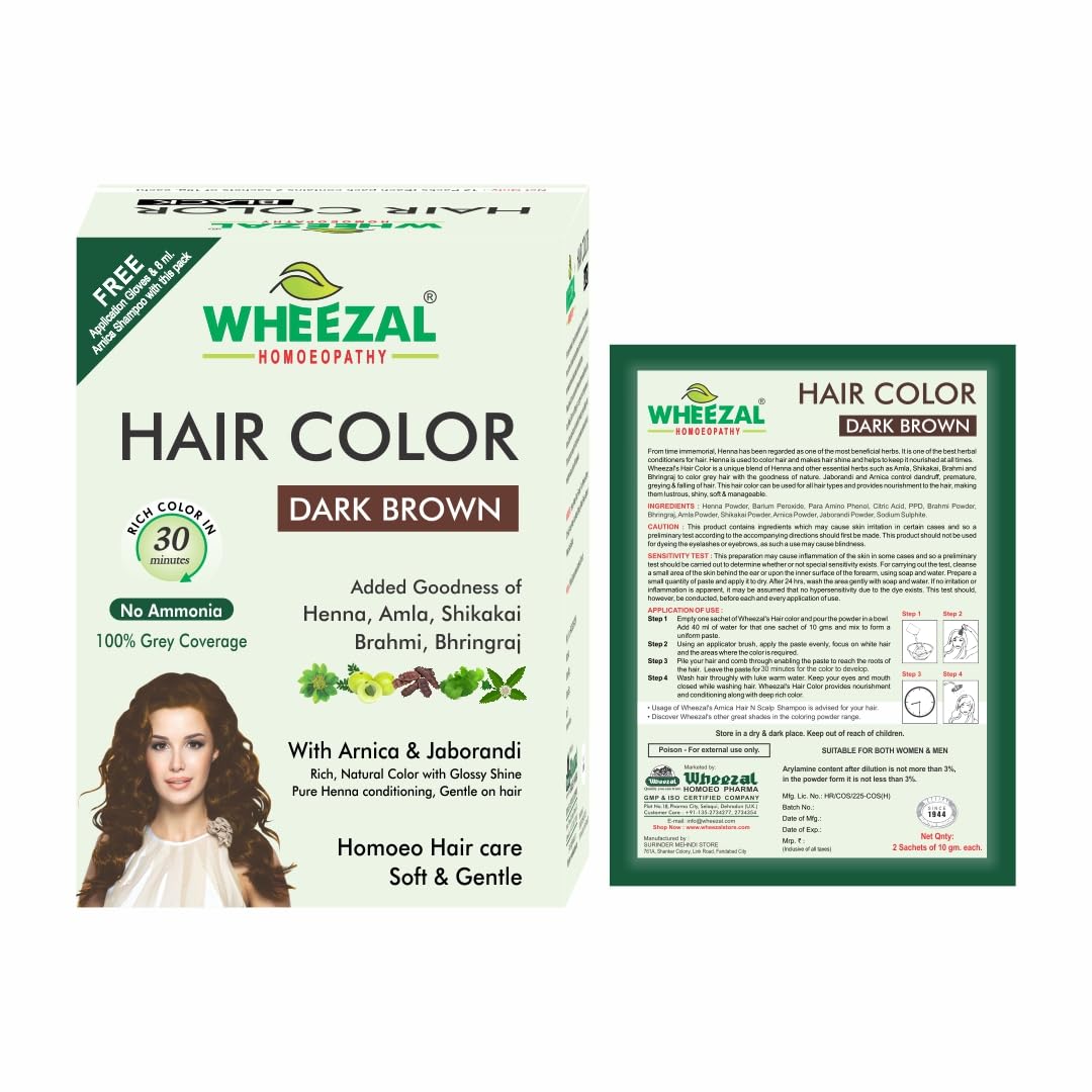 WHEEZAL Hair Color - Dark Brown,1 BOX(12 POUCHES*20 GM)-image-12