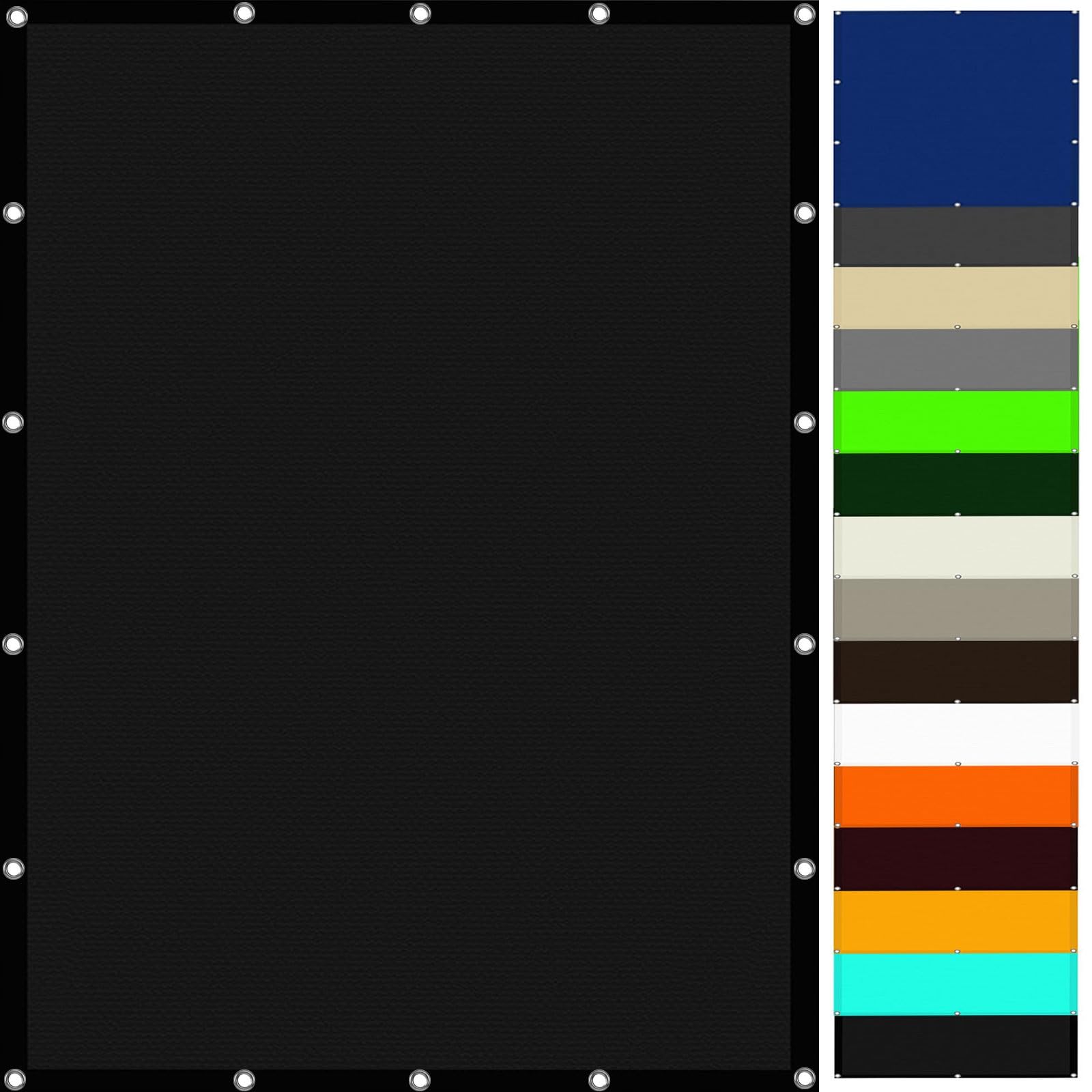Voile d'ombrage imperméable 4x4m noir avec cordons de fixation