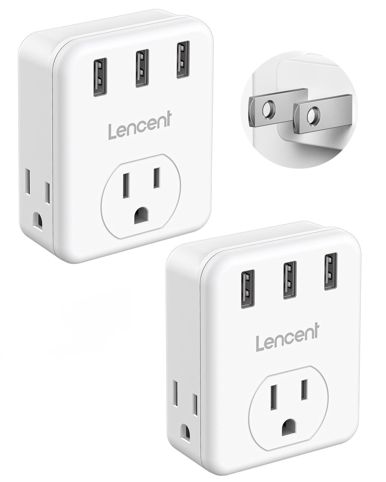 LENCENT 3 Prong to 2 Prong Adapter 2 Pack