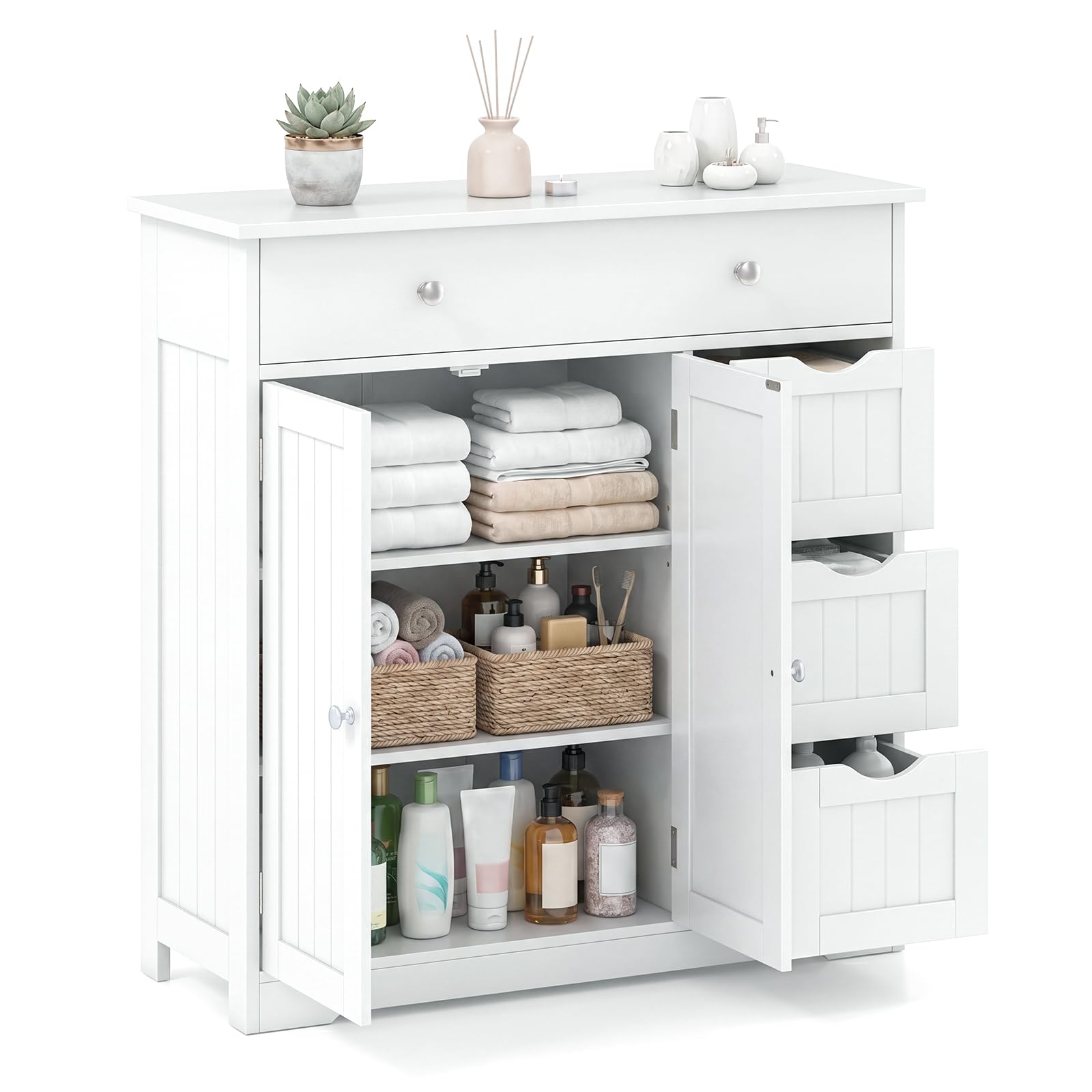 Multigot Bathroom Floor Cabinet (White)