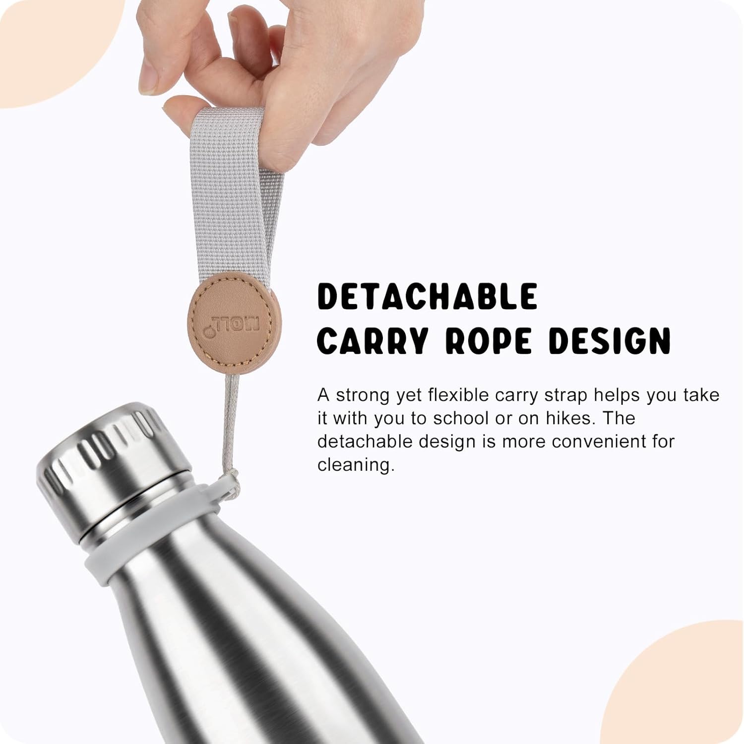 9 oz Water Bottle for Kids-Stainless Steel Vacuum Insulated Sports Flask Leak Proof Small Water Bottles for School (Silver) - Image 4