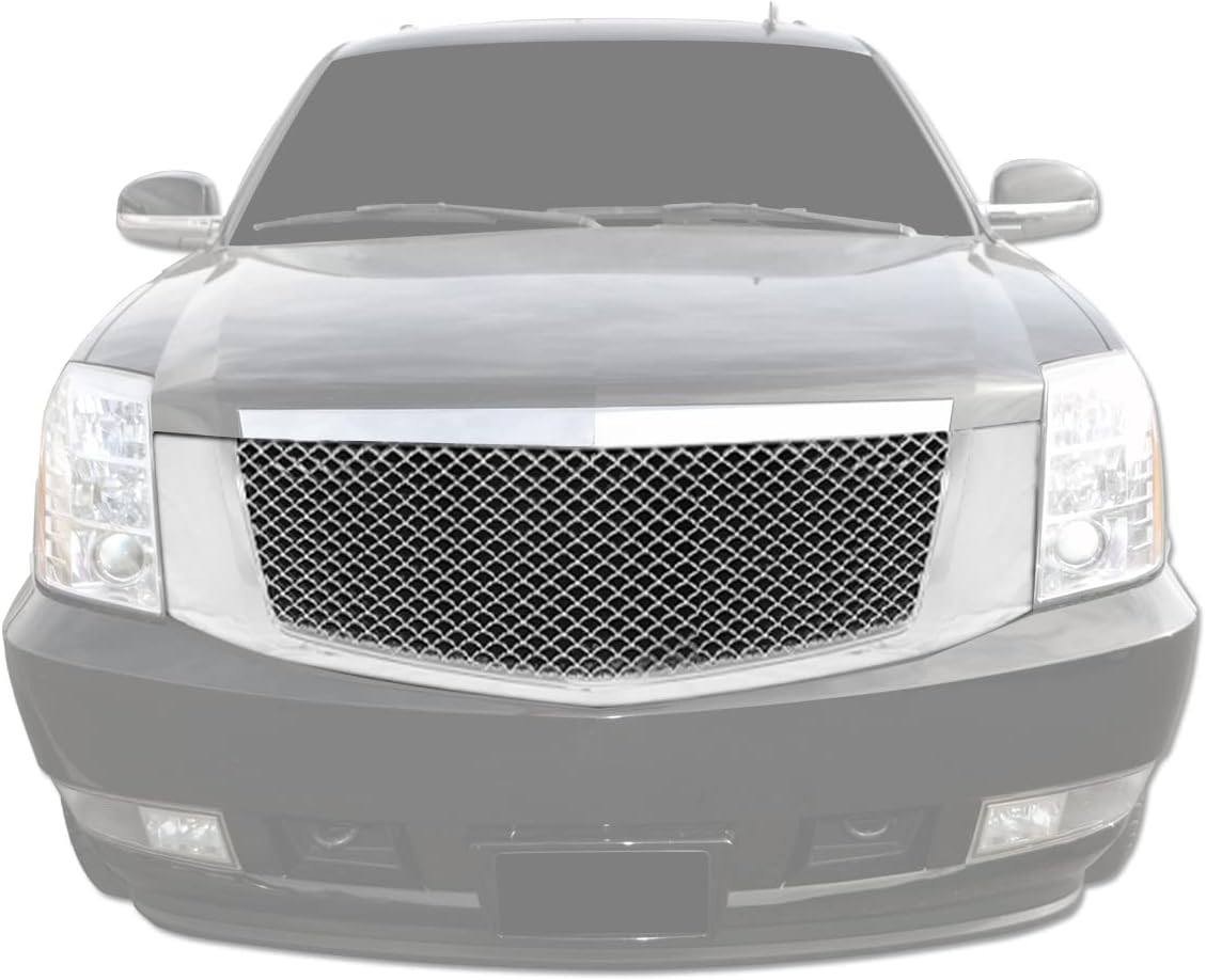 Armordillo USA 7146945 Mesh Front Hood Grille - Chrome 2007-2014 Cadillac Escalade