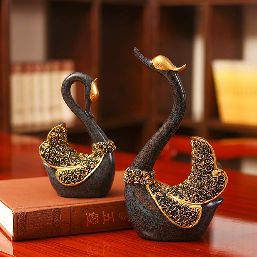 Armario de Vino de Ganso de Cuello Largo de Pareja de Estilo Europeo Armario de TV Sala de Estar Decoraciones artesanales para el hogar Adornos de Escritorio