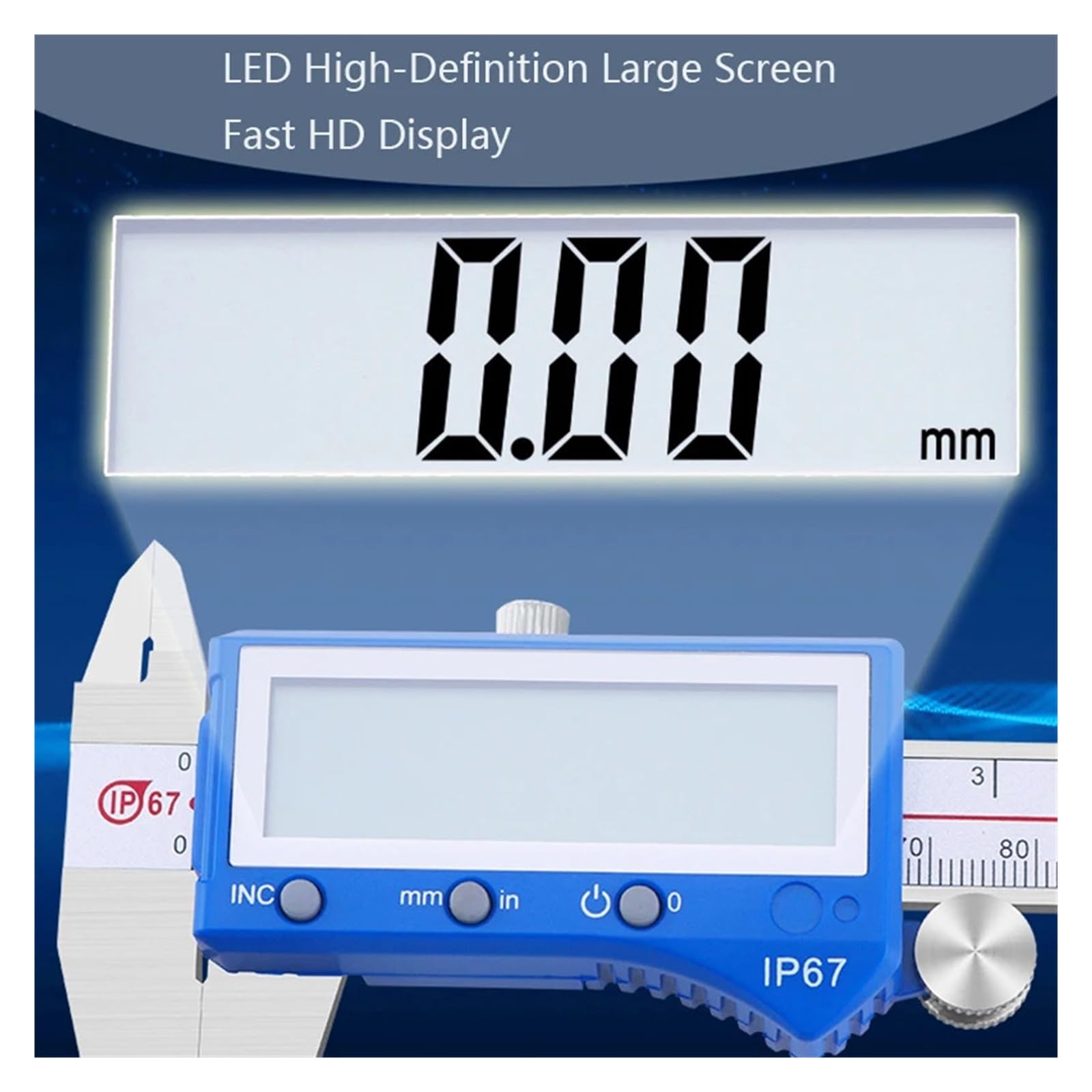 Calibradores digitales, Calibrador digital resistente al agua IP67 a prueba de aceite acero inoxidable alta precisión 0-150 mm(0-150mm)